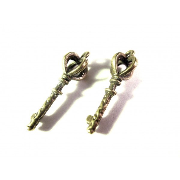 2x bronzefarben Schlüssel 27x9mm Schmuckanhänger - Schmuckzubehör