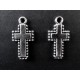 2x Kreuz Anhänger ca. 20x10mm Kruzifix silberfarben Schmuckanhänger - Schmuckzubehör
