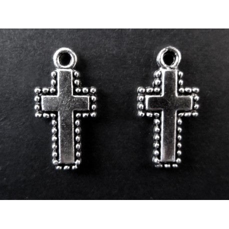 Leisure-Beads - 2x silberfarben Kreuz Anhänger 20x10mm Kruzifix silberfarben Schmuckanhänger - Schmuckzubehör