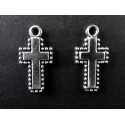 2x silberfarben Kreuz Anhänger 20x10mm Kruzifix silberfarben Schmuckanhänger - Schmuckzubehör