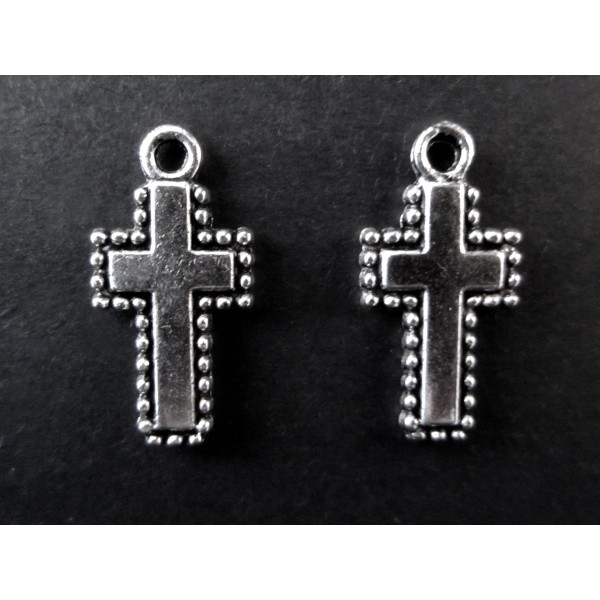 2x silberfarben Kreuz Anhänger 20x10mm Kruzifix silberfarben Schmuckanhänger - Schmuckzubehör - Leisure-Beads DIY