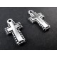 Flache Kreuz Anhänger ca. 20x10mm Kruzifix silberfarben Schmuckanhänger - Schmuckzubehör