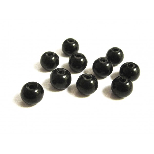 20 schwarze Glasperlen 6mm rund opak undurchsichtige schwarze Perlen - Schmuckzubehör