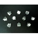 10x hellsilberfarbene Bandklemme 6mm hellsilberfarbene Bandverbinder - Schmuckzubehör