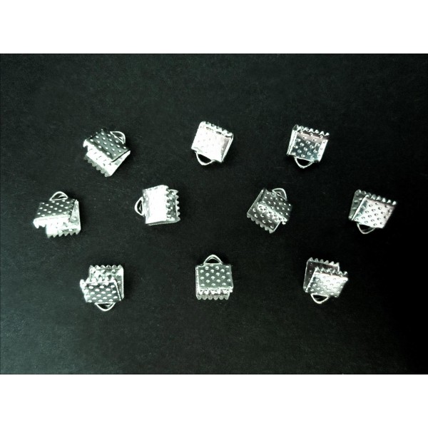 10x hellsilberfarbene Bandklemme 6mm hellsilberfarbene Bandverbinder - Schmuckzubehör - Leisure-Beads DIY