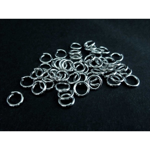 50x Biegering 5mm x 0,9mm runder Bindering silberfarben - Schmuckzubehör