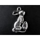 1x großer silberfarbener Osterhase Anhänger mit Osterei ca. 30x28x3mm silberfarbener Schmuckanhänger - Schmuckzubehör