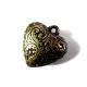 1x Dicker bronze Herz Anhänger ca. 25x24mm bronzefarben Schmuckanhänger- bronze Schmuckzubehör - Leisure-Beads DIY