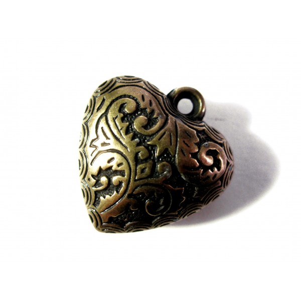 1x bronzefarben Herz Anhänger 25x24mm Acryl Schmuckanhänger- Schmuckzubehör - Leisure-Beads DIY