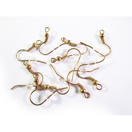 Leisure-Beads - 10x goldfarbene Ohrfedern 18x17mm Ohrhaken mit Gummistopper - Schmuckzubehör