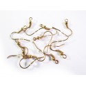 10x goldfarbene Ohrfedern 18x17mm Ohrhaken mit Gummistopper - Schmuckzubehör