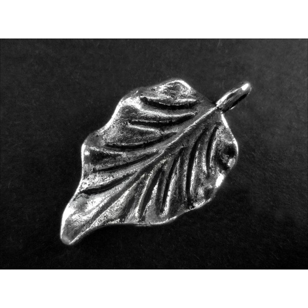1x Blatt Anhänger 31x18x5mm silberfarben Schmuckanhänger - Schmuckzubehör - Leisure-Beads DIY