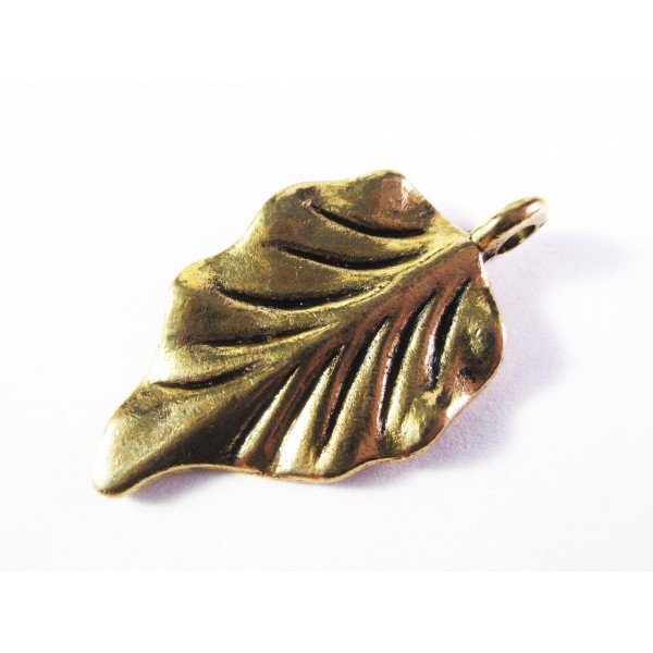 1x Blatt Anhänger 31x18mm goldfarben Schmuckanhänger - Schmuckzubehör - Leisure-Beads DIY