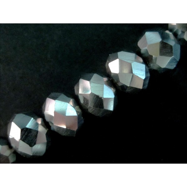 10x Glasperlen 6x4mm silberfarben - Schmuckzubehör - Leisure-Beads DIY