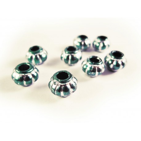 Leisure-Beads - 8x petrol metallic Acryl Perlen 8x6mm Kürbisform Grosslochperle - Acryl Schmuckzubehör