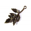 1x bronzefarben Zweig Anhänger 30x16mm bronzefarbener Schmuckanhänger - Schmuckzubehör