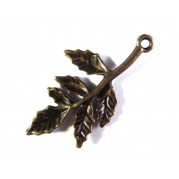 1x bronzefarben Zweig Anhänger 30x16mm bronzefarbener Schmuckanhänger - Schmuckzubehör - Leisure-Beads DIY