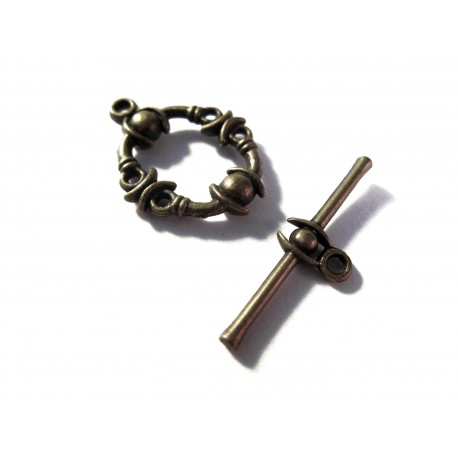 Leisure-Beads - 1x bronzefarben Knebelverschluss Ringteil 21x16mm bronzefarbener Toggle - Schmuckzubehör