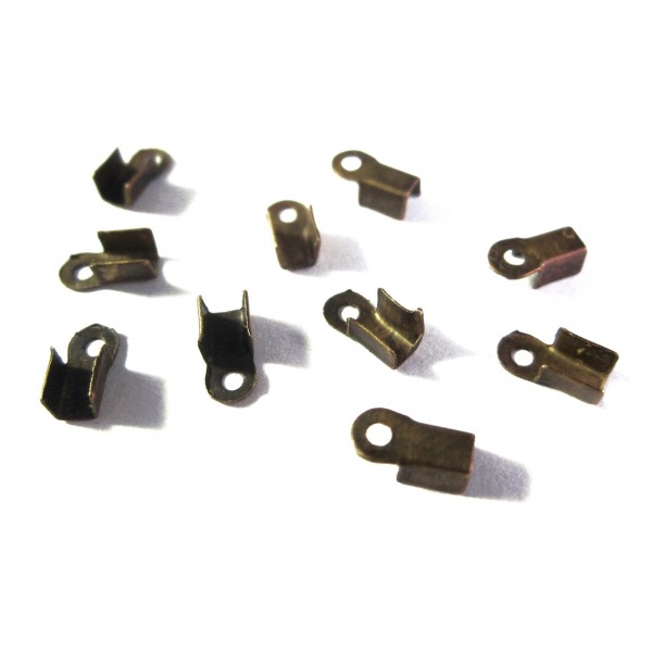10x bronzefarben Endkappe 8x4mm Quetschröhrchen mit Öse - Schmuckzubehör