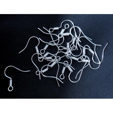 Leisure-Beads - 20x hellsilberfarbene Ohrfedern 15x17mm Ohrhaken - Schmuckzubehör zum Ohrringe selbermachen
