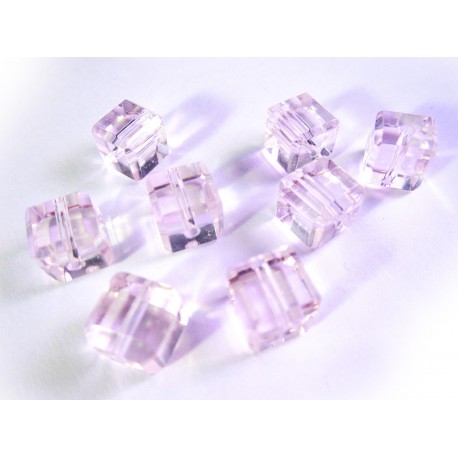 Leisure-Beads - 4x Rosa 10x10mm Glas Würfel Perlen mit geschliffener Kante - Glasschmuck Schmuckzubehör