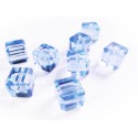 4x wasserblaue 10x10mm Glas Würfel Perlen mit geschliffener Kante - Glasschmuck Schmuckzubehör