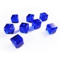 4x Kobaltblaue 10x10mm Glas Würfel Perlen mit geschliffener Kante - Glasschmuck Schmuckzubehör