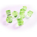 4x hellgrüne 10x10mm Glas Würfel Perlen mit geschliffener Kante - Glasschmuck Schmuckzubehör