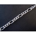1m hellsilberfarbene Figaro Kette 7x3,5mm und 4x3,5mm - Schmuckzubehör