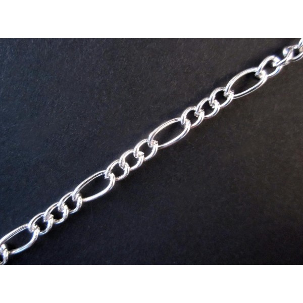 1m hellsilberfarbene Figaro Kette 7x3,5mm und 4x3,5mm - Schmuckzubehör - Leisure-Beads DIY