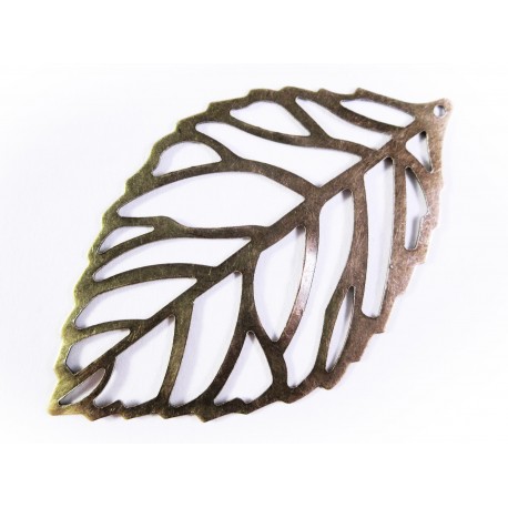 Leisure-Beads - 1x bronzefarben Blatt Anhänger 54x32mm bronzefarben Schmuckanhänger - Schmuckzubehör