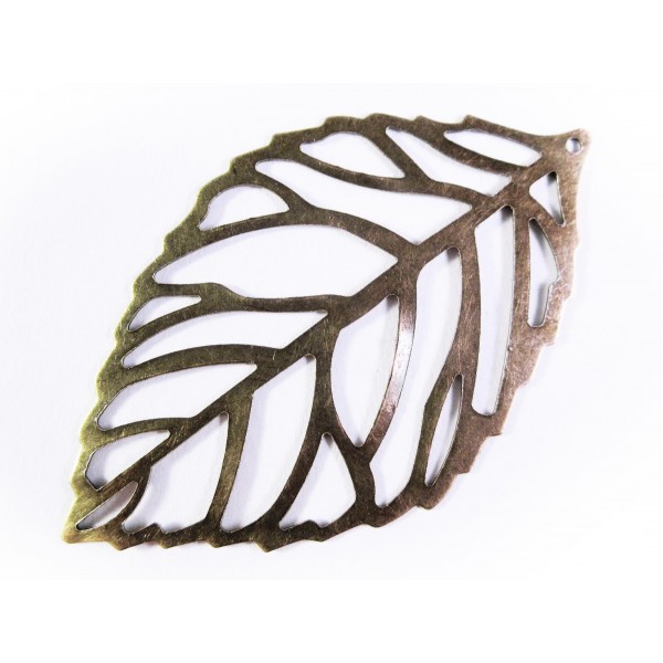1x bronzefarben Blatt Anhänger 54x32mm bronzefarben Schmuckanhänger - Schmuckzubehör - Leisure-Beads DIY