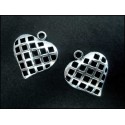 2x silberfarben Herz Anhänger 20x24mm Schmuckanhänger Trachtenherz - Schmuckzubehör