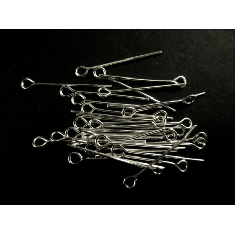 Leisure-Beads - 20 Kettelstifte 30mm silberfarben Schmuckdraht mit Öse - Schmuckzubehör