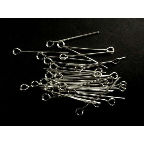 20 Kettelstifte 30mm silberfarben Schmuckdraht mit Öse - Schmuckzubehör - Leisure-Beads DIY