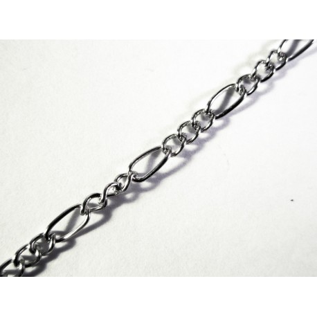 Leisure-Beads - 1m silberfarbene Figaro Kette 5x3mm und 3x2,5mm - Schmuckzubehör