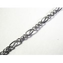 1m silberfarbene Figaro Kette 5x3mm und 3x2,5mm - Schmuckzubehör