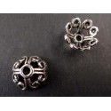 2x Perlenkappen 11x11x5mm silberfarbene filigrane Perlen Kappen - Schmuckzubehör Perlenkappe