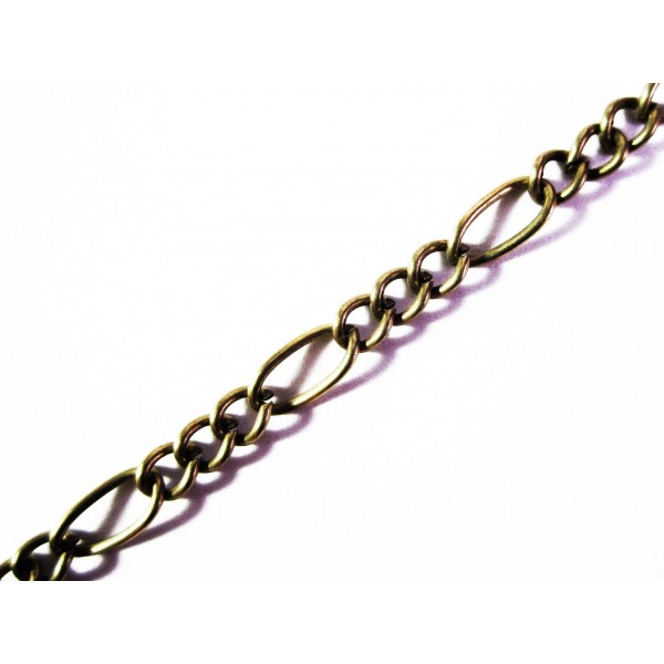1m bronzefarbene Kette 7x3,5mm und 4x3,2mm Gliederkette - Schmuckzubehör - Leisure-Beads DIY