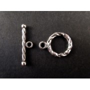 2x silberfarbener Knebelverschluss Ringdurchmesser 11mm Toggle - Schmuckzubehör Schmuckverschluss