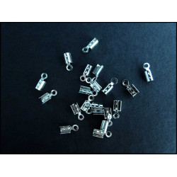 20x Endkappe 8x3mm silberfarben Lederband Klemme- Schmuckzubehör Endkappe