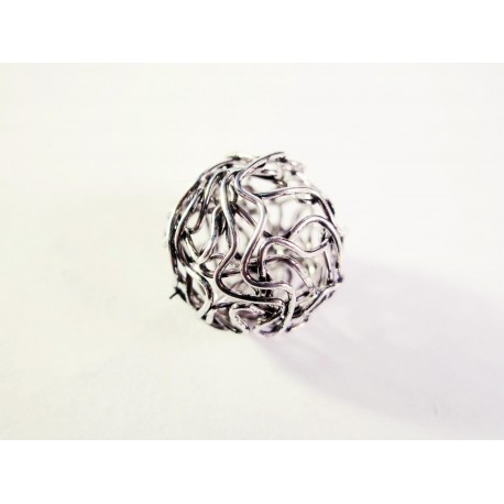 Leisure-Beads - 1x grosse Draht Metallperle 16mm silberfarben Spacer - Schmuckzubehör Metallperle