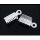 10x Endkappe 12x5mm hellsilberfarben Lederband Klemme - Schmuckzubehör Endkappe