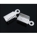 10x Endkappe 12x5mm hellsilberfarben Lederband Klemme - Schmuckzubehör Endkappe