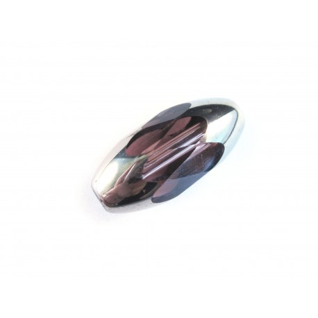Leisure-Beads - 1x amethyst Perle aus Glas 18x9mm mit Silberenden geschliffen in Olivenform - Schmuckzubehör Glasperlen