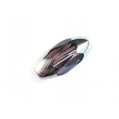 1x amethyst Perle aus Glas 18x9mm mit Silberenden geschliffen in Olivenform - Schmuckzubehör Glasperlen