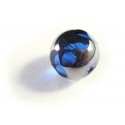 1x 14mm blaue silberfarbene geschliffene Glasperle - Schmuckzubehör Glasperlen